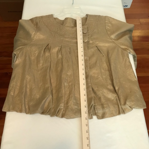 SPIEGEL Linen Cropped Jacket Linen Bolero Metallic Gold Women’s Plus Size 16 1X - Picture 15 of 16